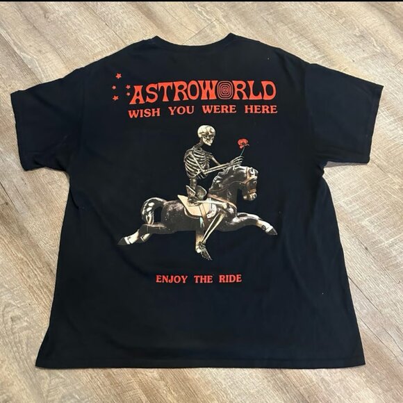 2018 Astroworld Travis Scott Merch Wish You Were Here Enjoy The Ride Shirt XL - Picture 1 of 5